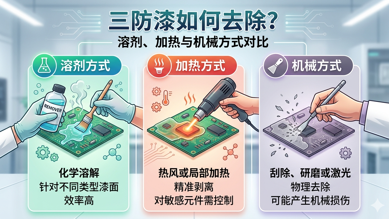 三防漆去除方法对比:溶剂加热机械 |铬锐特实业